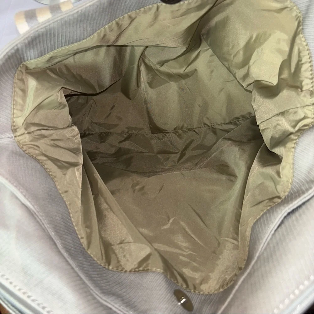 Pottery Barn Kids Gray and Brown Classic Baby Diaper Bag with Initial C